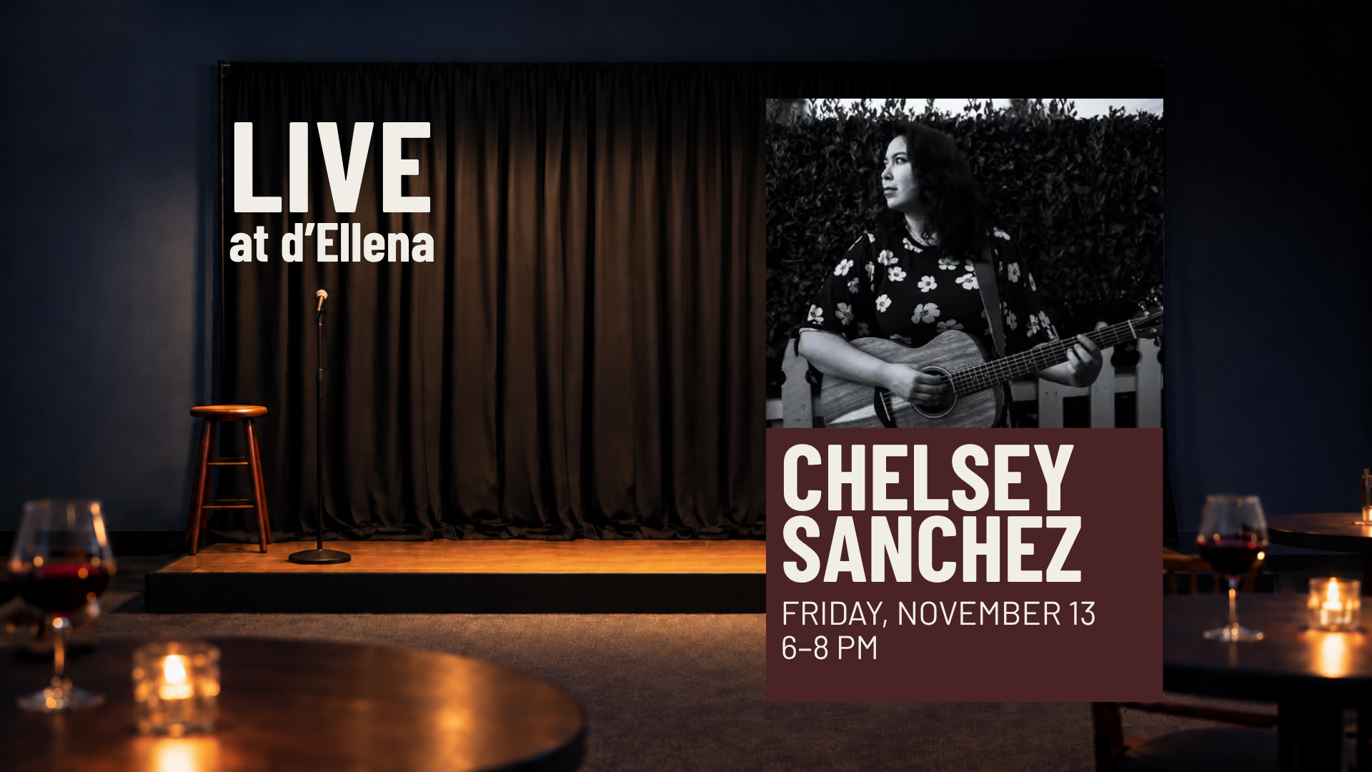 Chelsey Sanchez performs at d’Ellena Friday, November 13 from 6–8 PM.